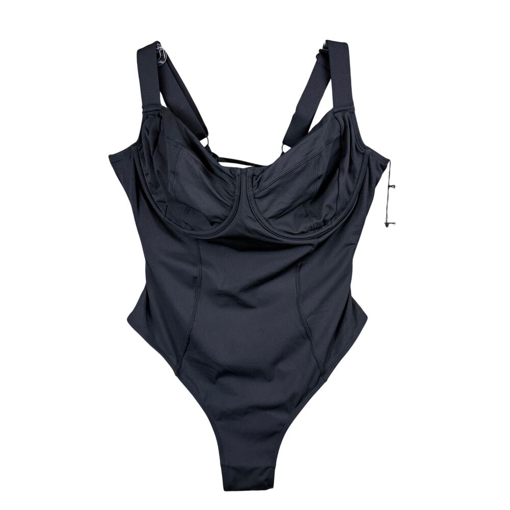 TA3 Hi Cut Lifty Black One-Piece Corset Lace-Up Underwire XL D/DD Cup